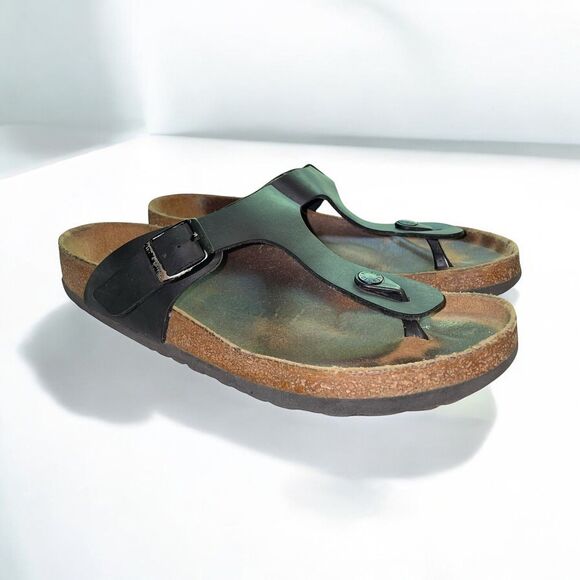Birkenstock Sandals Men\'s 42/9-9.5 Black Gizeh Slip On Buckle Sandals
